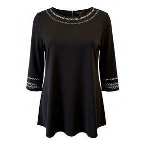 🎉 Alfani Black Embellished Tunic Top – Size M | NYE Ready ✨